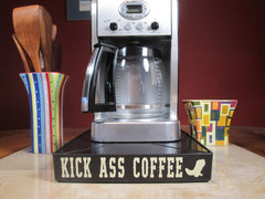 Kick Ass Coffee - Coffee Station Overflow Deck Coffee Accessory, perfect coffee lovers gift or for your coffee bar decor.