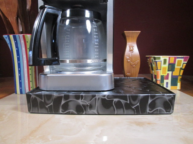 Coffee Station Black Swirl,Coffee Station Overflow Deck Coffee Accessory, perfect coffee lovers gift or for your coffee bar decor.