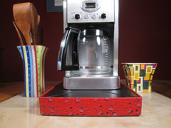 Coffee Station Water Drop Red, Coffee Station Overflow Deck Coffee Accessory, perfect coffee lovers gift or for your coffee bar decor.