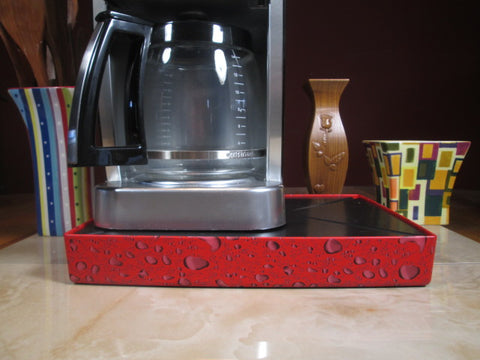 Coffee Station Water Drop Red, Coffee Station Overflow Deck Coffee Accessory, perfect coffee lovers gift or for your coffee bar decor.